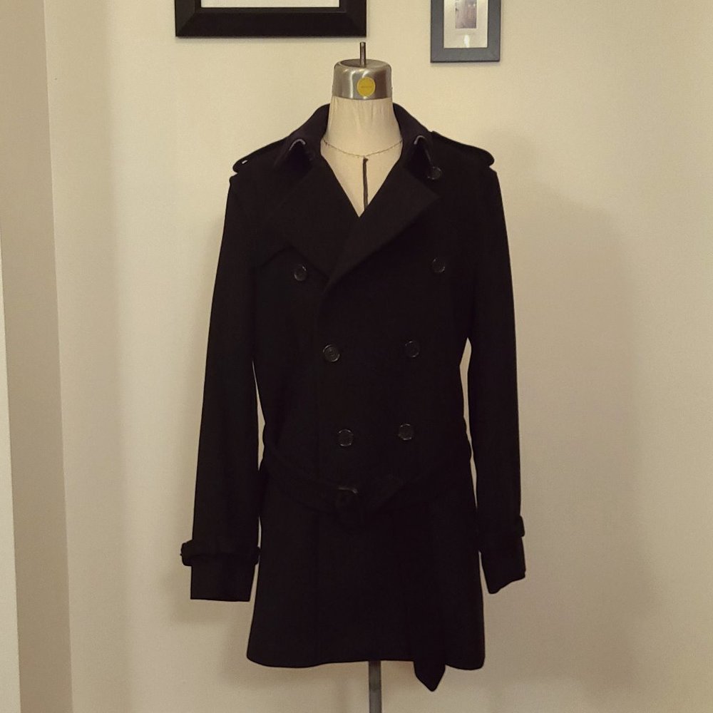 BURBERRY Black Wool Cashmere Trench Coat